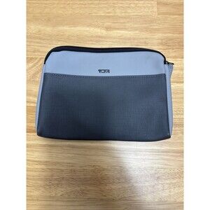 Tumi Delta Travel Pouch Black & Grey Zip Cosmetic Bag Amenity Toiletry